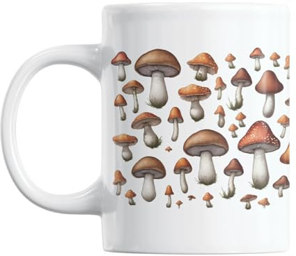 Gift Island Mushroom Mug - Toadstool Teacup for Women and Men - Autumn and Fall Themed - Cute Decor - 11oz Coffee Tea Cup (350ml)