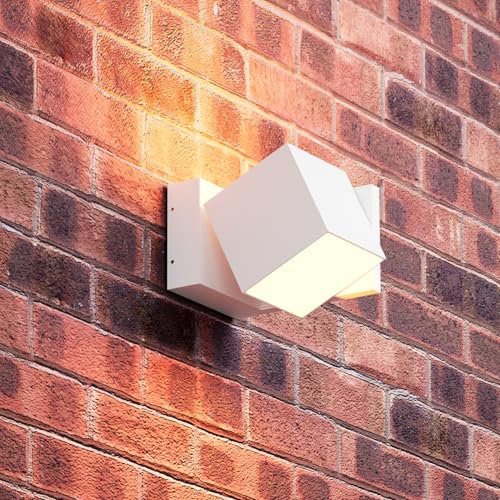 K-Bright 18W wandleuchte außen, außenleuchte wand 3000K warmes Licht Korridor Außenbalkon Garage Garten Aluminium-außenlampe Wasserdicht IP54 aussenlampe wand(Weiß)