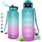Gourde Sport 1.5L, Grande Gourde Gym, Étanche et Réutilisable, Bouteille d'eau avec Marqueur de Temps et Paille, sans BPA, Gourde Adulte, l'école, Voyage, Camping, Randonnée, Cyclisme, Bureau
