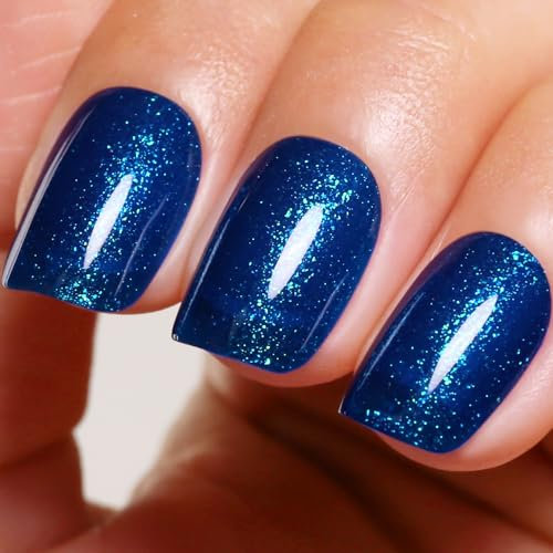 Ozzeal UV Nagellack Glitzer, Tief Blau Schillernd Glitzer UV Gel Nagellack Glitzernder Regenbogen Gel Nail Polish Herbst Winter Gel Nagellack Soak Off UV Led Maniküre 15ML