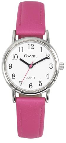 Ravel - Runde silberfarbene Damen-Armbanduhr Brighter Days (27mm Gehäuse) - Analog Quarz - R0140.15.2 - Fuchsia-Rosa/Weißes Zifferblatt