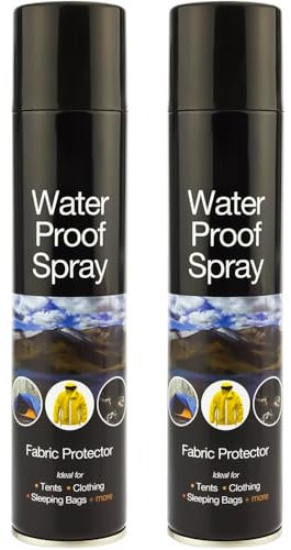 ANGIX 2 x Waterproof Spray Fabric Protector for Tents, Sleeping Bags, Shoes, Boots, Umbrellas & Outing Fishing Camping 300ml Rain & Stain Protection Water Repellent Spray
