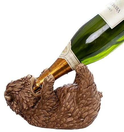 Darthome Wine Bottle Holder Drunken Highland Cow Resin Brown Animal Single Bottle Storage