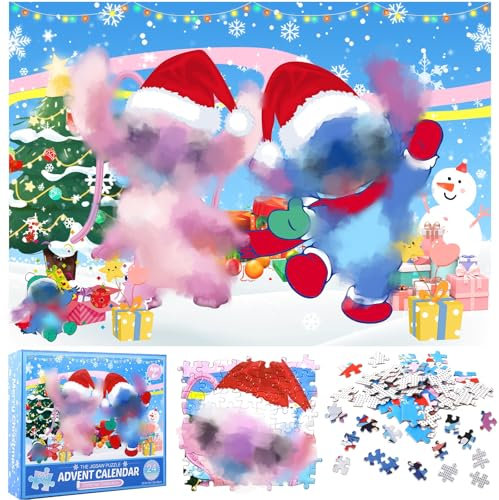 yumcute Adventskalender 2024 Jigsaw Puzzle für Kinder Cartoon Puzzles 24 Tage Aufgeteilt in 24 Taschen Weihnachtskalender Weihnachten Puzzles Geschenk für Jungen Mädchen 500 Teile
