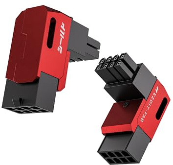 EZDIY-FAB Shield Serie 8-Pin PCIe GPU Power Adapter,90-Grad-Winkelstecker,Aluminium Design für Grafikkarten-Standard Typ,Rot-2 Pack