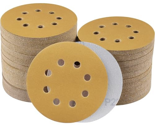 Sruhrak 100 Pezzi Dischi Abrasivi 125mm, Adesivo in Nylon Carta Vetrata Abrasiva Levigatrice Fogli Grana 220, Carta Abrasivi a 8 fori per Levigatura,Spolveratura