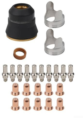 PT60 IPT60 JASIC PRO CUT 45 Plasmaschneidbrenner-Verbrauchsmaterialien-Set, 24-teilig, inklusive Elektroden, Düsenspitzen und Schutzbecher