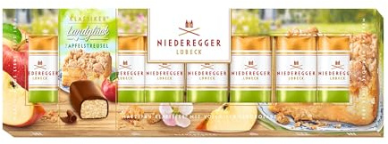 Niederegger | Marzipan Klassiker® | Sorte »Apfelstreusel« | 1x100g | Umhüllt von zartschmelzender Vollmilch-Schokolade | Marzipan Geschenk