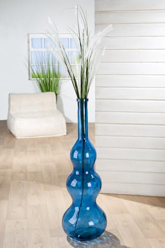 GILDE Vase Balleros Glas blau bauchig 100 cm hoch Durchmesser 33 cm Dekoration Wohnaccessoire Blumenvase Design
