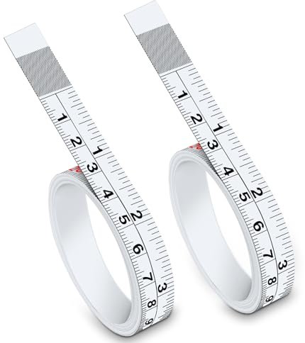 2 Stück Metall Maßband, Massband 2m, Maßbänder aus Stahl, mit Imperialer und Metrischer Skala, für Holzbearbeitung und Technisches Zeichnen, Verschleißfeste Kohlenstoffstahlfarbe, Weiß