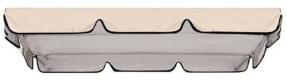 Swing Chair Canopy Replacement 3 Seater Garden Seat Cover Waterproof Windproof 210D Rip Proof Top Cover 195cm x 125cm (Beige)