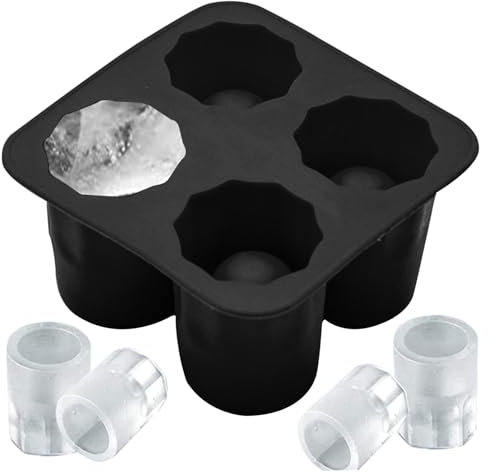 Silicone Shot Glass Mold, 4 Cavities Round Ice Shot Glass Mold, Reusable Non-stick Chocolate Cup Holds 1oz Each for Freezer Cocktail Whiskey
