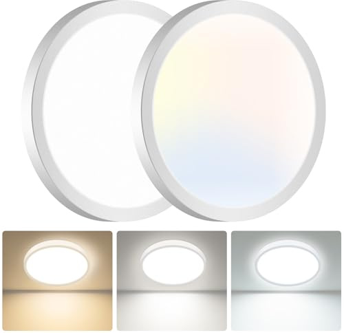 hepside LED Ceiling Light,3000K/4000K/6500K 3 Color Temperature, Waterproof IP54 LED Ceiling Lamp, Modern,Round Flush Ceiling Light for Bathroom, Living Room,Bedroom, Kitchen, Office,Ø22CM(White)