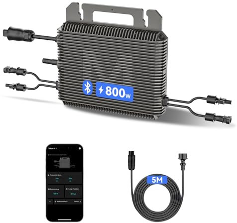 800W Micro-Wechselrichter mit Schuko Kabel mit Betteri-Steckern 5M 0% VAT, Marstek Microinverter Inverter Solar Inverter MPPT App Steuerung, IP67 Wasserdicht für Mini-PV, Plug & Play Balkonkraftwerk