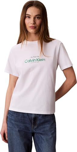 Calvin Klein Damen Ss Classic Ck NYC Logo Tee Lv047f810g Graphic Tees