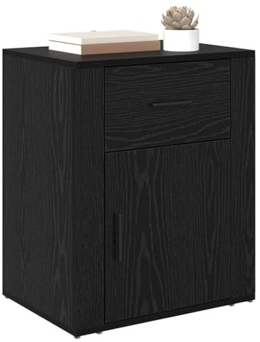 vidaXL Bedside Cabinet Black oak 50 x 36 x 60 cm Engineered wood, Modern Nightstand, Rectangular Design, Compact Storage Solutions, Functional Bedroom Essentials, Minimalist Home Furniture