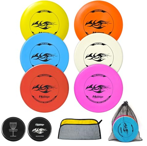Naissgo Disc Golf Starter Set für Erwachsene – 6 Discgolf Scheiben (2 Putter, 2 Midrange, 2 Driver) – Sportausrüstung für Einsteiger & Training