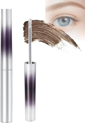 Brown Mascara, Fine Comb-Style Lash Applicator, Slim Tube, 1 Count | Silver And Dark Purple Gradient Packaging, White Wand Head, For Everyday Make-Up Routines And Softer Eye Definition