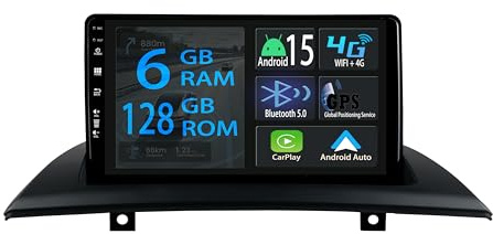 [6+128GB] Keconsing 9 Zoll Android 15 Autoradio for BMW X3 E83 2004-2012 Radio Carplay Stereo Wireless Car Play GPS Auto Navi Bildschirm Bluetooth Navigation Player Touchscreen FM SWC RDS DSP