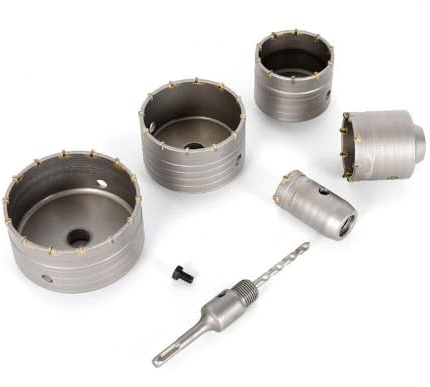 Kit de forets à béton - Diamètre 40-120 mm - Avec adaptateur SDS-Plus - Argenté