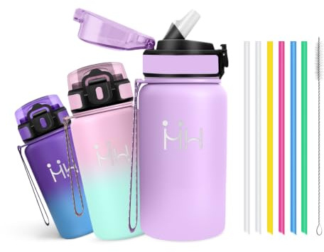 Gourde Isotherme - Gourde 500 ml - Bouteille Isotherme - Facile à Nettoyer - Bouteille Inox Anti Fuite - Double Isolation - Bouteilles Isothermes, Bouteille d'eau pour École, Randonnée, Camping