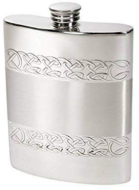 Wentworth pewter- celta bandas estaño riñón petaca, petaca, espíritu petaca, 6 oz capacidad