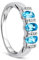 OROVI Schmuck Damen 0.01 Ct Diamant Ring mit Topas in blau und Diamanten Brillanten Ewigkeitsring aus Weißgold 9 Karat (375) Gold