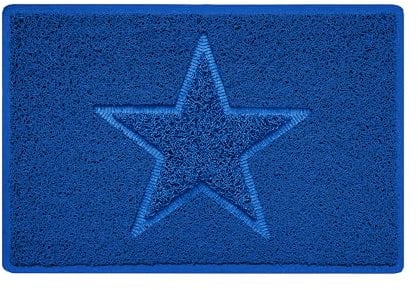 Nicoman Star Shape Embossed Entrance Door Mat Non Slip Dirt Trapper PVC Spaghetti Mat with Rubber Base, Jet Washable Quick Drying Doormat Indoor or Outdoor - (Small, Blue, 60 x 40cm)