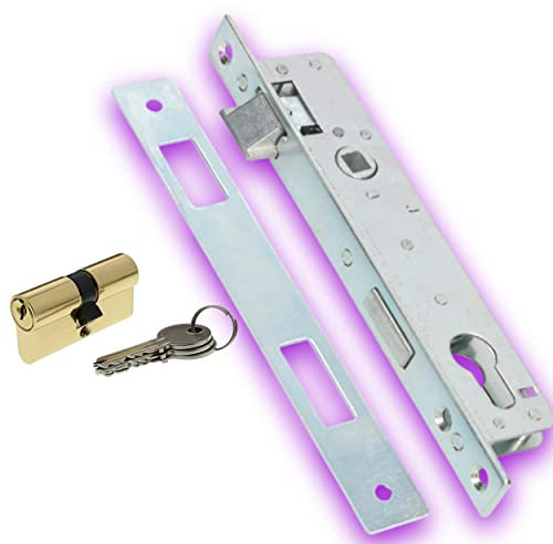 DECO FER FORGE-Serrure à Encastrer-Pour Porte Portail-1 point Reversible Din Droite Gauche-Cle incluse Contre plaque Tetiere bouts carré- Interieur Exterieur Durabilité Superieure Verrouillage Rapide