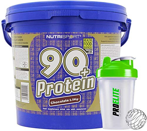 Nutrisport 90+ Plus Protein 2.5kg / 2500g + Shaker Bottle (Chocolate)