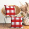 Encasa XO Kissenbezüge 2 Stück (40x40 cm) - Buffalo Red Checks - Weiche Baumwolle Leinwand Ungefärbt Rechteckige Kissenbezug Bunte Dekorative für Wohnzimmer Schlafzimmer Sofa Waschbar