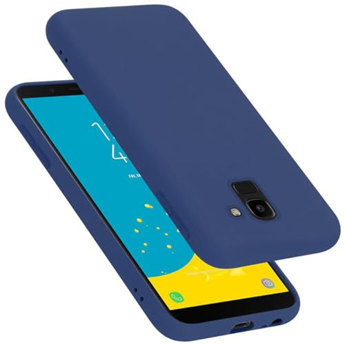 Cadorabo Hülle kompatibel mit Samsung Galaxy J6 2018 Hülle Silikon Handyhülle für Galaxy J6 2018 Case aus flüssigem Silikon- Kratzfeste und stoßfeste dünne TPU Schutzhülle - Liquid BLAU