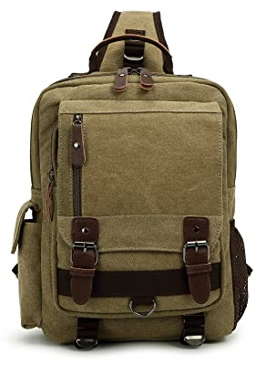 Sechunk Canvas Messenger Bag Sling Bag Crossbody Bag Shoulder Bag Retro Cross Body Handbags (Large, Army Green), Army Green, L, Canvas Messenger Cross Body Bag Shoulder Bag