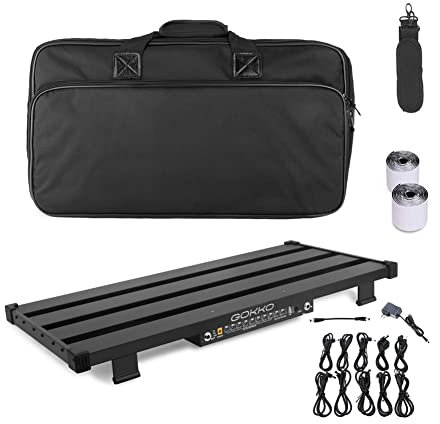 GOKKO Extra Large Guitar Pedal Board with Built in Power Supply and DI Box 25.6''x11.9'', PedalBoards with Carrying Bag and Velcro Tape