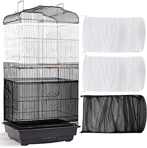 3 Stücke Große Verstellbare Vogelkäfig Abdeckung Samen Feder Fänger Vogelkäfig Nylon Mesh Netz Abdeckung Weiche Rock Schutzhülle für Rund Quadratisch Käfig (78 x 15 Zoll Umfang und Breite)