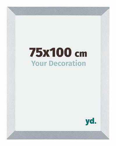 Your Decoration - Bilderrahmen 75x100 cm - Aluminium Gebürstet - Bilderrahmen aus MDF mit Acrylglas - Antireflex - 75x100 Rahmen - Mura