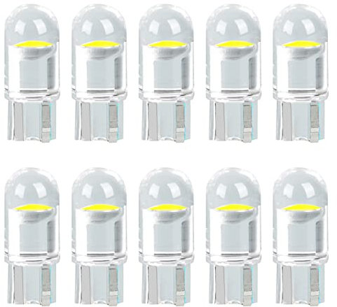 LncBoc Bombillas LED T10 W5W LED Coche 1SMD COB 501 2825 175 192 168 194 Wedge Lampara para Coches 6500K Xenón Blanco de Interior y Exterior 12V Paquete de 10