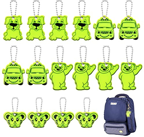 OSDUE 16PCS Sicherheits Reflektor Anhänger, Kinder Reflektor Anhänger, Reflektierend Anhänger, Schultasche Kleidung Rucksack Radfahren Gehen Laufen