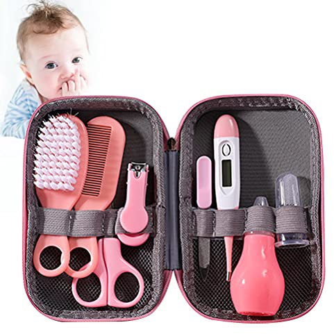 Guillala 8pcs Trousse de Soin Bébé, Professionnel Trousse de Toilette Bebe Kit Soin Naissance Bebe pour Enfants sans BPA Non Portable Bébé Articles Essentiels de Soins pour Le Voyage à la Maison