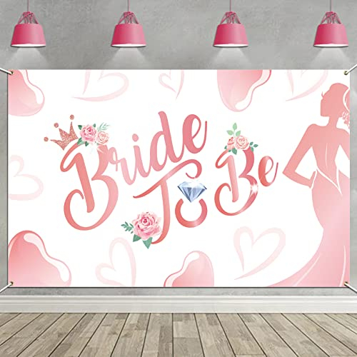 DPKOW Elegant Bride to Be Banner für Junggesellinnenabschied Dekoration, Stoff Fotohintergrund Banner für JGA Brautdusche Dekoration, Hochzeit JGA Accessoires, 185 * 110cm