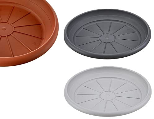 B2C Round Plastic Plant Pot Saucers/Water Trays Heavy Duty Sturdy Durable Various sizes and colours (46cm, Terracotta)