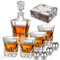 Betesine Crystal Whiskey Decanter Set, 750ml, 4 Glasses, Chilling Whiskey Stones, Luxury Box, Perfect for Men's Gifts