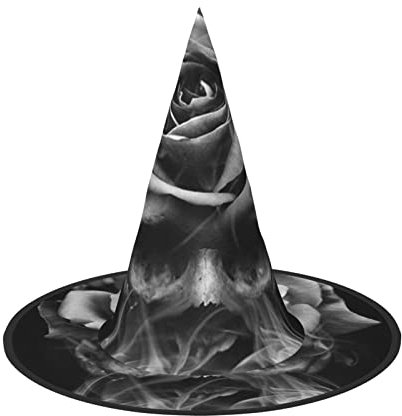 Feuer Schädel Rose Halloween Hexenhut, Halloween Dekorationen Cosplay Hut für Outdoor, Garten, Hof, Bäume