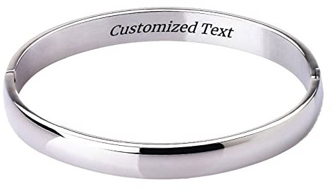 MILAKOO Edelstahl Armreif Damen Silber Oval Armband 8mm Frauen Stainless Steel Bracelet mit Gravuren
