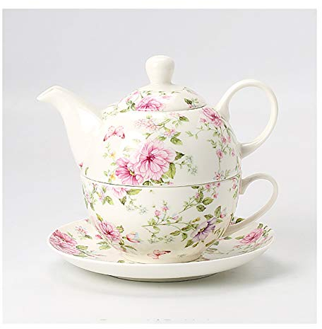 NISMIA Tetera, Teteras para Te Té For Una Tetera Y Set De Copa De Estilo Europeo Flores Caseras Copa De Tetera Office De La Oficina Té De La Tarde Regalos De Cerámica (Color : Pink)