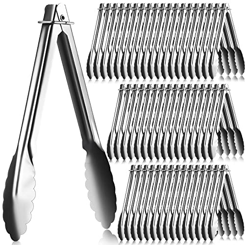 50 Pack Stainless Steel Serving Tongs for Cooking 7 Inch Kitchen Tongs