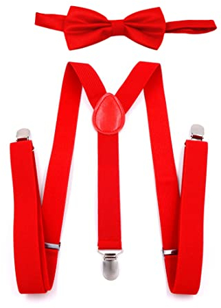 LYITZW Kinder Hosenträger Fliege Sets Hosenträger Fliegen Set Y-Form Einstellbar Hosenträger Verstellbare Fliege und Hosenträger im Set für Jungen und Mädchen