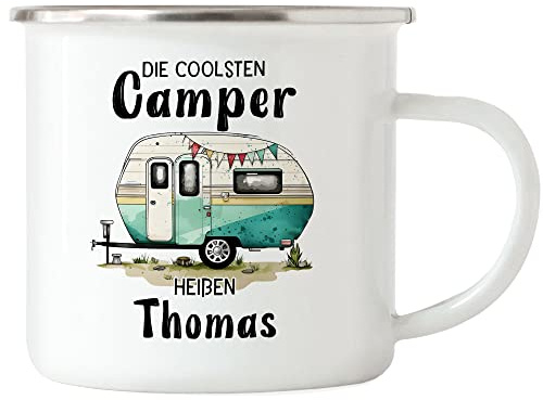 Kiddle-Design Die coolsten Camper heißen Emaille Tasse Personalisiert Wohnwagen Wohnmobil Camping Kaffeebecher