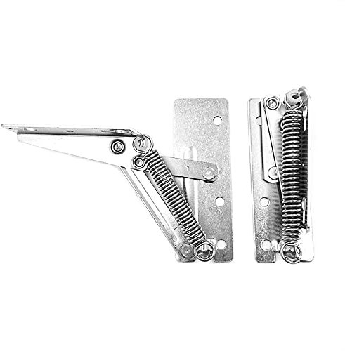1 Pair Lift Up Hinge, Stainless Steel 90 Degree Spring Hinge Stay Flap Top Door Fittings for Kitchen Wardrobe Cabinet Furniture - 12KG Max Load