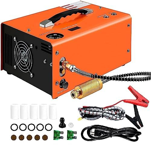 JOSBY Update Compact 4500Psi PCP Air Compressor, Oil/Water-Free, with Water/Oil Separator, Built-in Power Adapter, Auto-shutoff Set-pressure Air Gun for Paintball,Scuba Diving